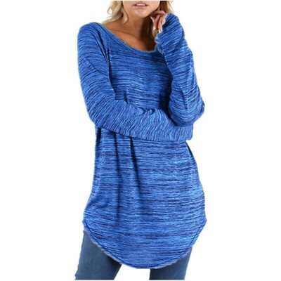 

Women Long Sleeve O-neck T-Shirt Women Solid Long T Shirt Autumn Casual Loose Tshirts Tops Female Plus Size