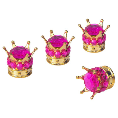 

Tailored 4Pcs Chrome Gold Crown Bling Diamond TireWheel Stem Caps Car Truck