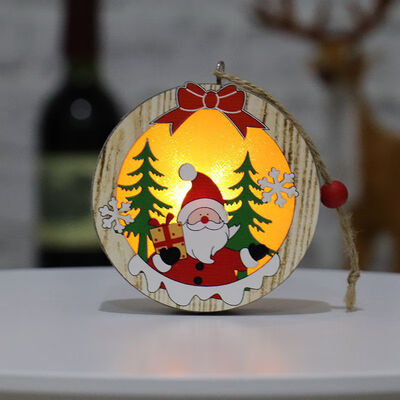 

Home Decorations Christmas Tree Decoration Pendant Gift Round Deer Wooden Star Frame Pendant Holiday Decoration Lighting