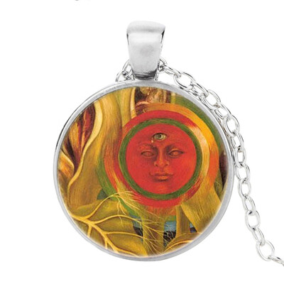 

Fri-da Kah-lo Gemstone Necklace Velvet Self Portrait Pattern Woman Jewelry Art Pendant