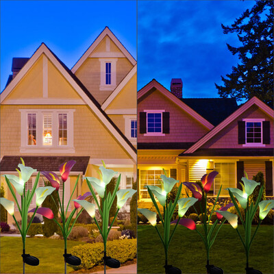 

Siaonvr 3 Pack Solar Lights Outdoor Garden Stake Flower Lights LED Total 12 Lily Flower