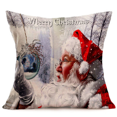 

Tailored Merry Christmas Linen Santa Pillow Cases Sofa Cushion Cover Home Decoration