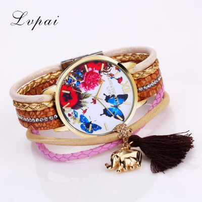 

Woven small twist bracelet watch butterfly flower delicate scale schedule