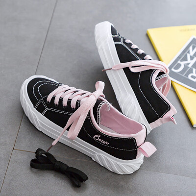 

2019 new ins canvas shoes for female students ulzzang hundred trendy shoes board shoes street shooting small white shoes