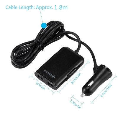 

Car Charger 4 In 1 Fast Charger 4 USB Ports 36W 8A Front&Rear Car Fast Charging Travel Portable Adapter Mobile Phone Charger f