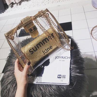 

Net red bag women 2019 spring&summer new Korean jelly transparent bag chic chain mother shoulder Messenger bag