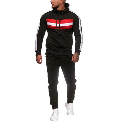 

Toponeto Mens Autumn Gradient Zipper Print Sweatshirt Top Pants Sets Sport Suit Tracksuit