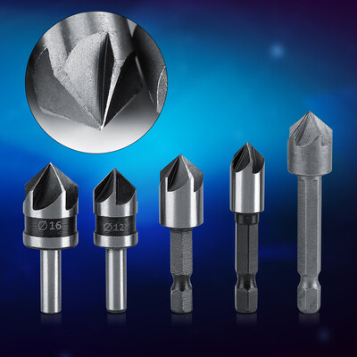 

Greensen 5pcsset High Speed Steel Industrial Countersink Drill 5 Flutes Woodworking Chamfering Cutter