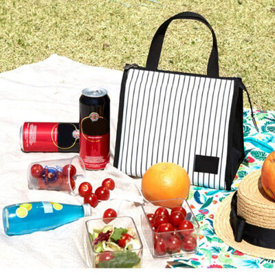 

Greensen Portable Waterproof Fashion Stripe Lunch Bag Insulated Thermal Cooler Travel Storage Bag