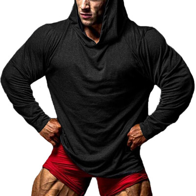 

Mens Slim Fit Athletic Gym Muscle Hoodies T-shirt Tops Sports Long Sleeve Blouse
