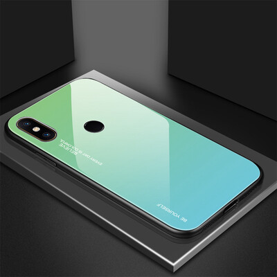 

Mobile Phone Case For Redmi 6 Gradient Tempered Glass Hard Phone Case For Xiaomi Cases Accessories