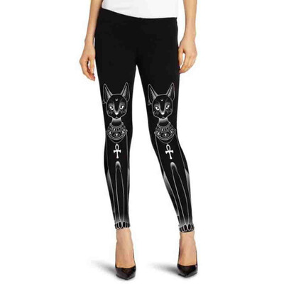 

Women Egyptian Cat Stamp Hippie Gothic Skinny Casual Pants Tights Leggings