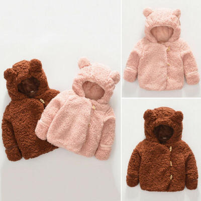 

US Baby Girl Boy 3D Ears Hooded Coat Jacket Winter Warm Outerwear Outfit Clothes