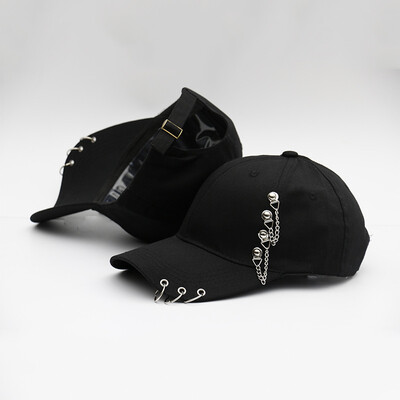 

New Cap Female Korean Chaopai Joker Student Stars with Spring&Summer Street Iron Ring Hip Hop Baseball Cap Male