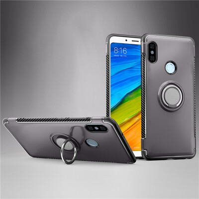 

Back Cover For Xiaomi Redmi Note 5 Pro Case Car Holder Stand Hard PC Silicon Ring Suction Bracket Celulars