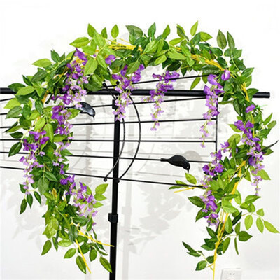 

FUNNYBUNNY 361 Feet Artificial Silk Wisteria Vine Ratta Silk Hanging Flower Wedding Decor