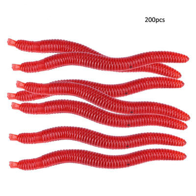 

Greensen 200Pcs 38cm Artificial Soft Red Small Earthworm Worm Fishing Bait Fishing Lures Accessory