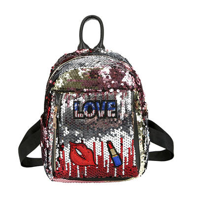

Bling Sequins Backpack Women Girls Casual Preppy Style Lips Shoulder Bag