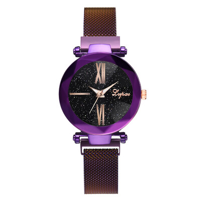 

Fashion Womens Starry Sky Watches Luxury Rose Gold Ladies Mesh Magnetic Watch Waterproof Female Wristwatch for Gift Clock 2019