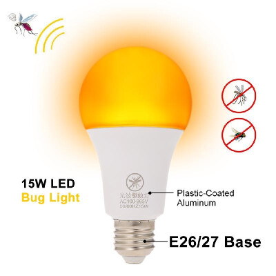 

Yellow LED Bug Light Bulb No Blue Light Outdoor E2627 15W Mosquito Repellent Light Bulb No UV 570-590nm Wavelength Night Light fo