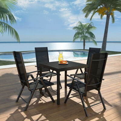 

5 Piece Outdoor Dining Set Aluminium&WPC Black