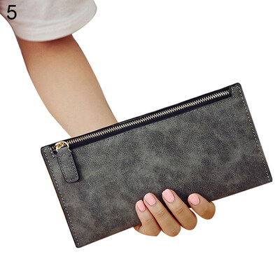 

Fashion Women\s Faux Leather Zipper Matte Wallet Clutch Card Holder Long Purse