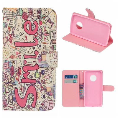 

MOONCASE MOTO X 2017 painted pattern leather case - smile