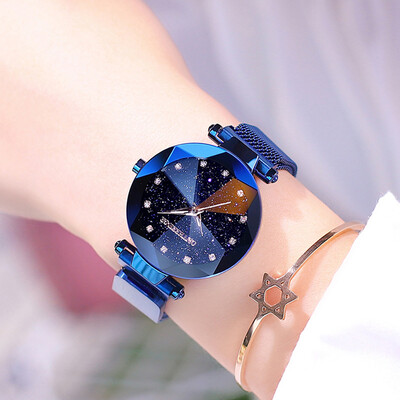 

Fashion Women Starry Sky Watches Luxury Diamond Clock Magnet Mesh Waterproof Female Wristwatch relogio feminino zegarek damski