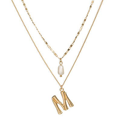 

2019 Pearl Shell Initial Letter Fashion Personalized Alphabet Pendant Necklace Gold Chain Charms Collier For Femme Jewely