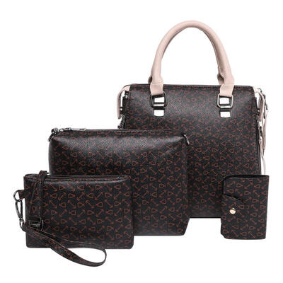 

4pcsset Women Shoulder Bag PU Handbag Clutch Floral Print Satchel Bags