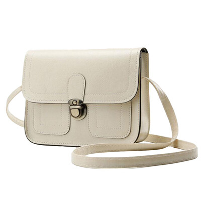 

Vintage Women Solid Color Lock Faux Leather Crossbody Shoulder Messenger Bag