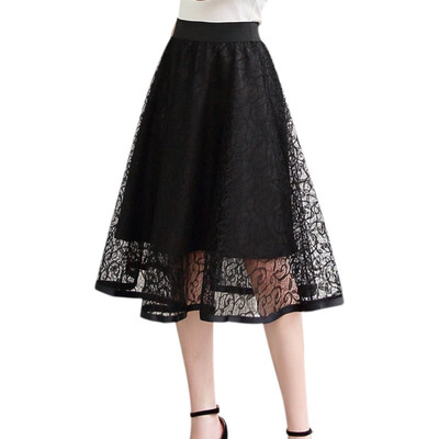 

Summer Fashion Womens Ball Gown Pleated Elegant Organza Tulle Saias Knee-Length Tulle Skirt