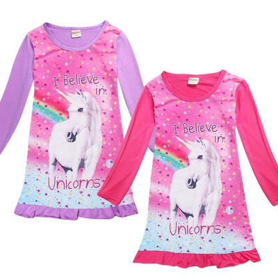 

Kids Girl´s Unicorn Top T-shirt Dress Nightwear Nightdress Pajamas Nightie Dress