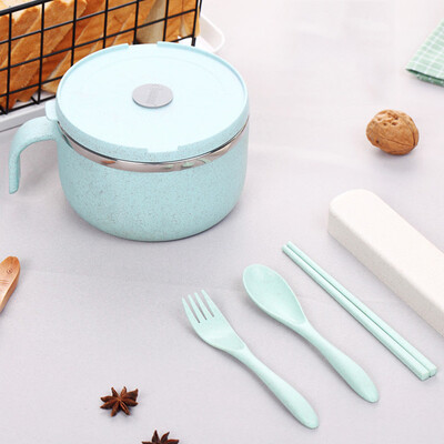 

Toponeto Wheat Straw Noodle Bowl Handle Food Fruit Container Kitchen Rice Soup Bowl