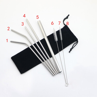 

1Pc Stainless Steel Drinking Metal Straw Reusable Bar Straws Cleaner Brush Kit