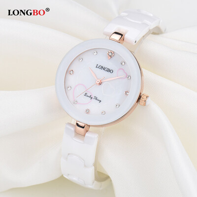 

New high-grade ceramic quartz waterproof love pattern student watch fashion female watch 80111