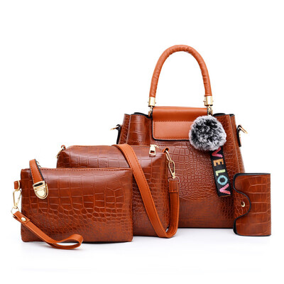 

Summer new mobile handbags European&American fashion crocodile pattern shoulder diagonal cross-branches four-piece suit