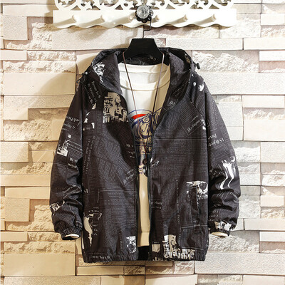 

Fashion Mens Floral Printed Zip Hooded Jacket Blouse Windbreaker Loose Coat Tops