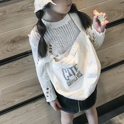 

Leisure Letter Printed Canvas Shoulder Bag Kid Girls Boy Crossbody Pouch Handbag