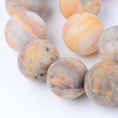 

Natural Crazy Agate Beads Strands Round Frosted 665mm Hole 1mm about 63pcsstrand 155