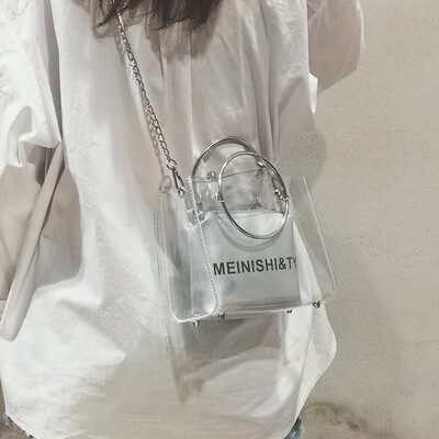 

Advanced sense bag Ocean ring handbags Laser transparent bag handbags New 2019 wild ins Messenger bag