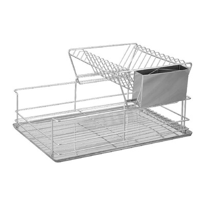 

2 Tiers Stainless Steel Dish Rack Dish Drainer Utensil Cookware Flatware Drying Dryer Rack Holder with Draining Board Holder for K