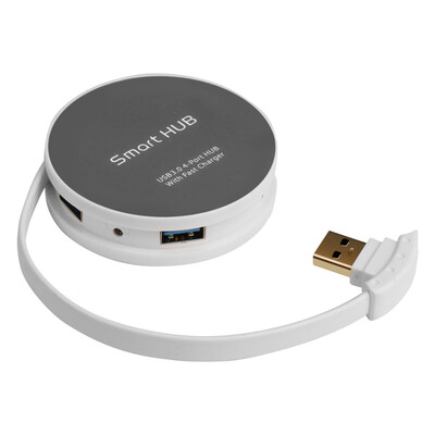 

Round USB30 4 Port Hub Super Speed Portable Foldable Multi-port High-speed USB Splitter Replacement for PC Laptop
