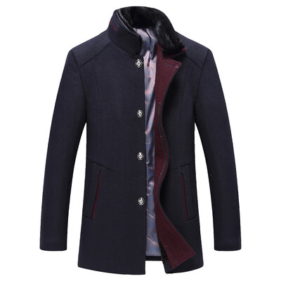 

Men Casual Business Outwear Male Long Woolen Coat