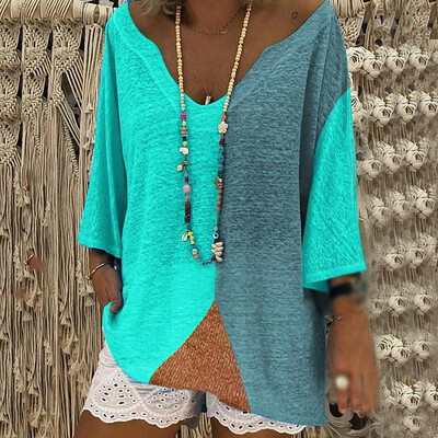 

Fashion Women 34 Sleeve Casual T-Shirt Summer Loose Pullover Tops Blouse M2XL
