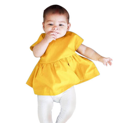

Newborn Cute Mini Baby Girl Dress vestidos Bow Solid Sleeveless Baby Girls christening dress