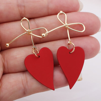 

EK537 New Fashion Metal Painted Waterdrop Heart Pendant Earrings for Women Handmade Sweet Wedding Jewelry Christmas Gift