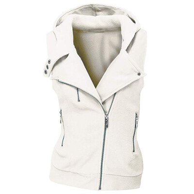 

Toponeto Womens Winter Hooded Zip-Up Vest Sleeveless Pockets Jacket Coat With Zipper