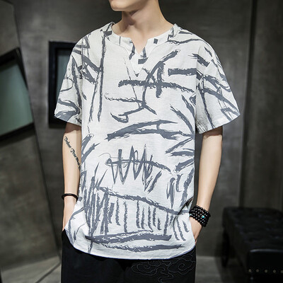 

Toponeto Mens Summer Casual Cotton Linen Vintage Style Half Sleeve T Shirt Top Blouse