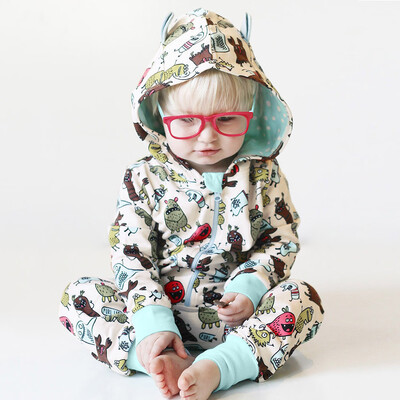 

Infant Baby Girls Boys Cartoon 3D Ear Hooded Romper Jumpsuit Zipper Playsuit